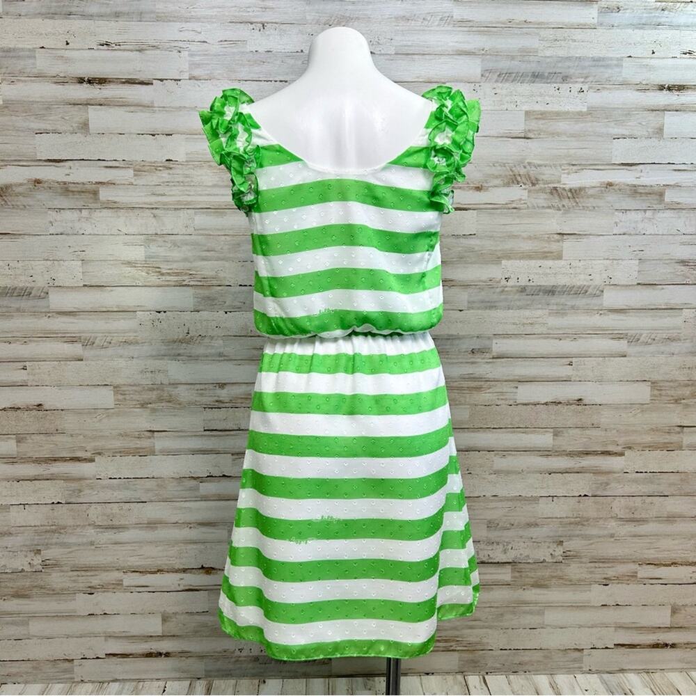 Lilly Pulitzer Danna Awning Green Striped Dress Size XS Ruffle Sleeves - Picture 8 of 14